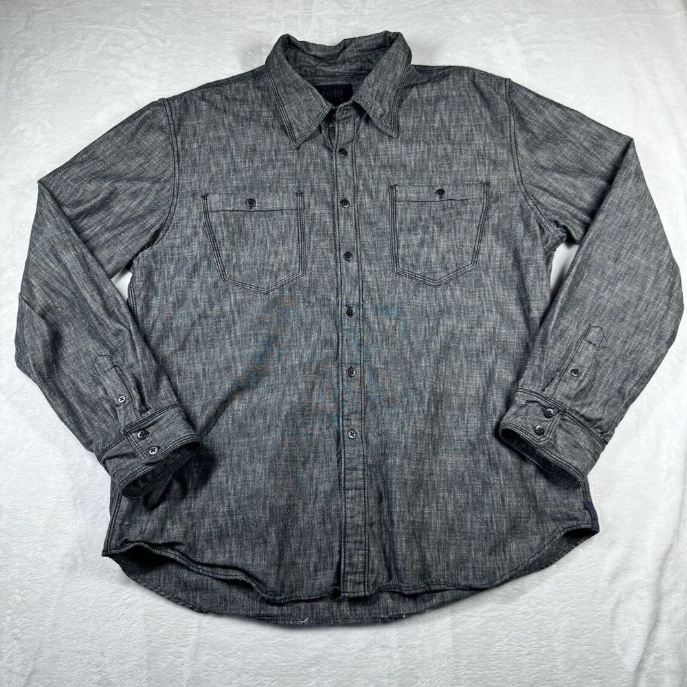 Calvin Klein Jeans Men's Black Denim‎ Shirt Button Down Size XXL Y2K